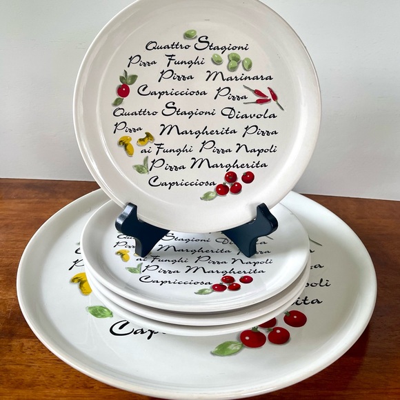 Gibson Everyday China 13 Pizza Serving Platter and 4 Plates - Picture 4 of 9